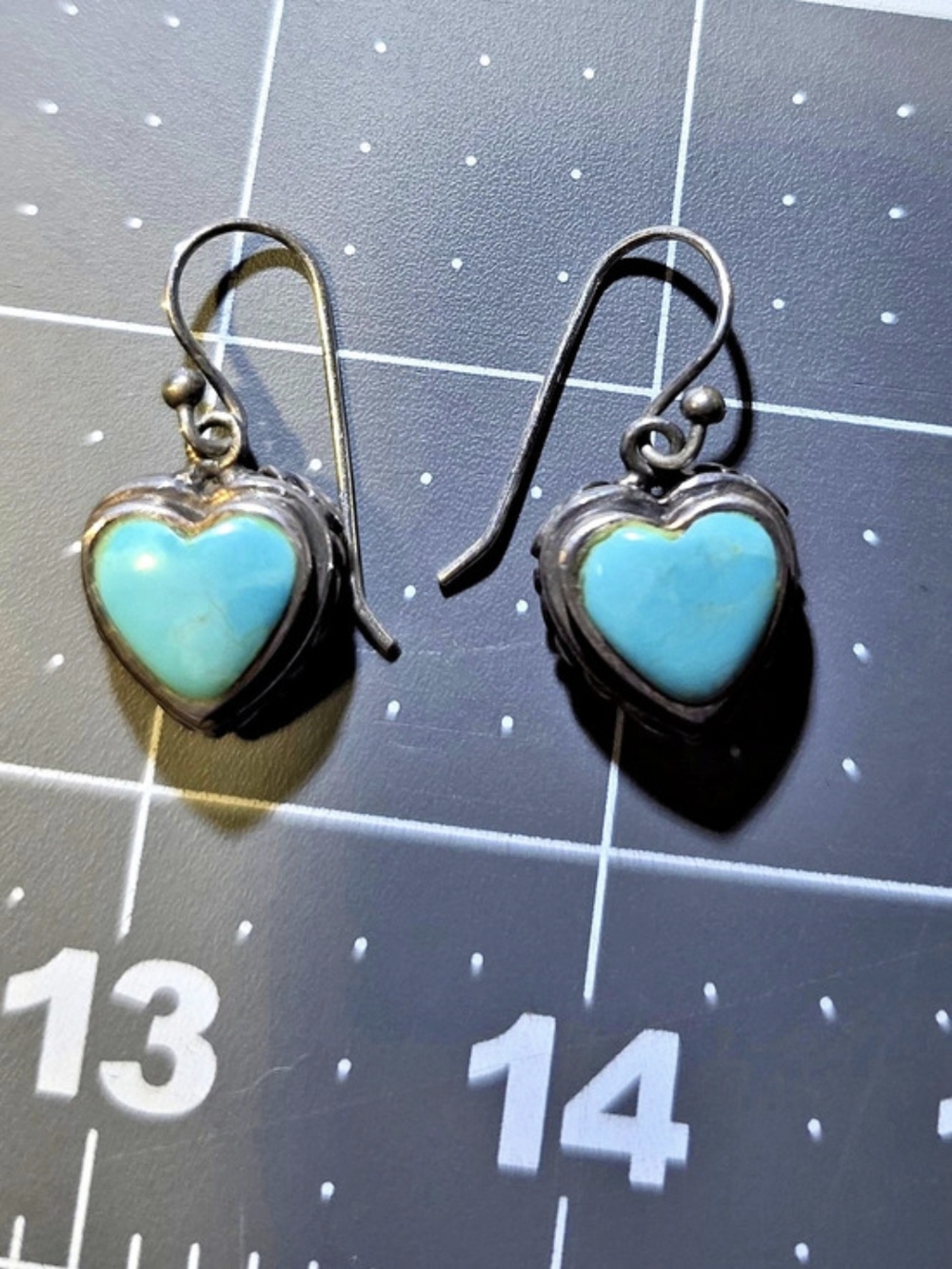 Barse Heart Drop Earrings in Blue & Silver